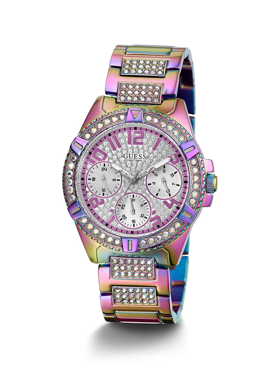 GUESS Women's Purple Lady Frontier Crystal Watch GW0044L1 Front Side View