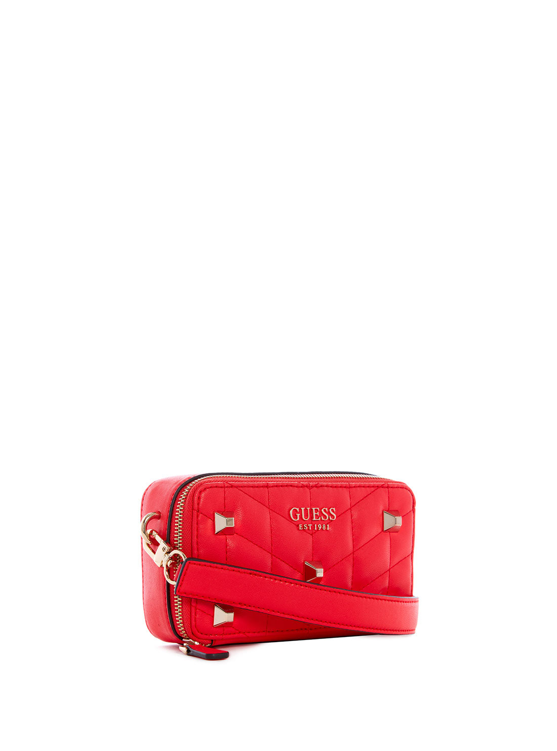 GUESS Women's Red Brera Studded Mini Crossbody Camera Bag QG840472 Front Side View