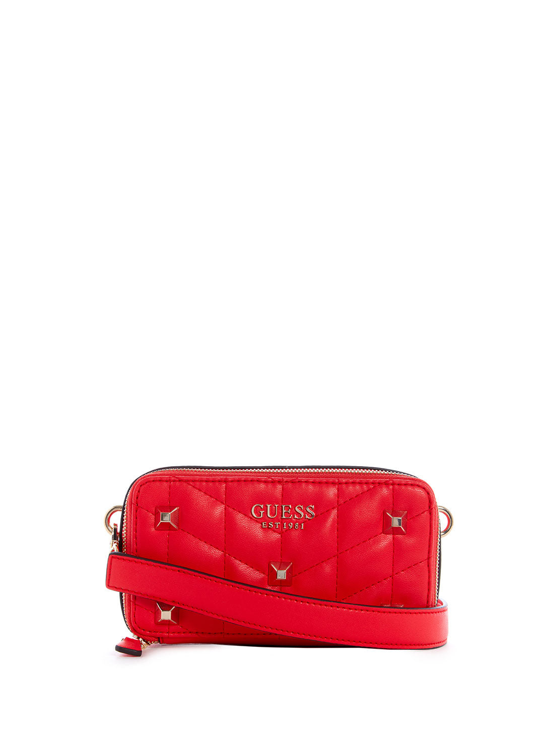 GUESS Women's Red Brera Studded Mini Crossbody Camera Bag QG840472 Front View