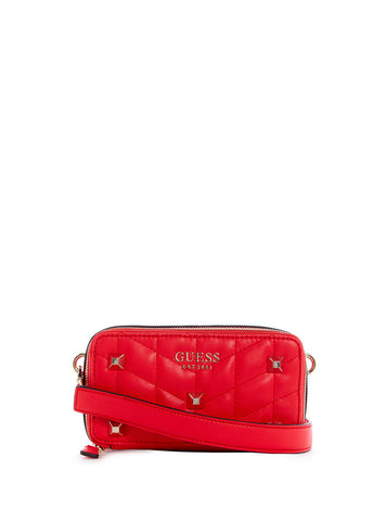 GUESS Women's Red Brera Studded Mini Crossbody Camera Bag QG840472 Front View