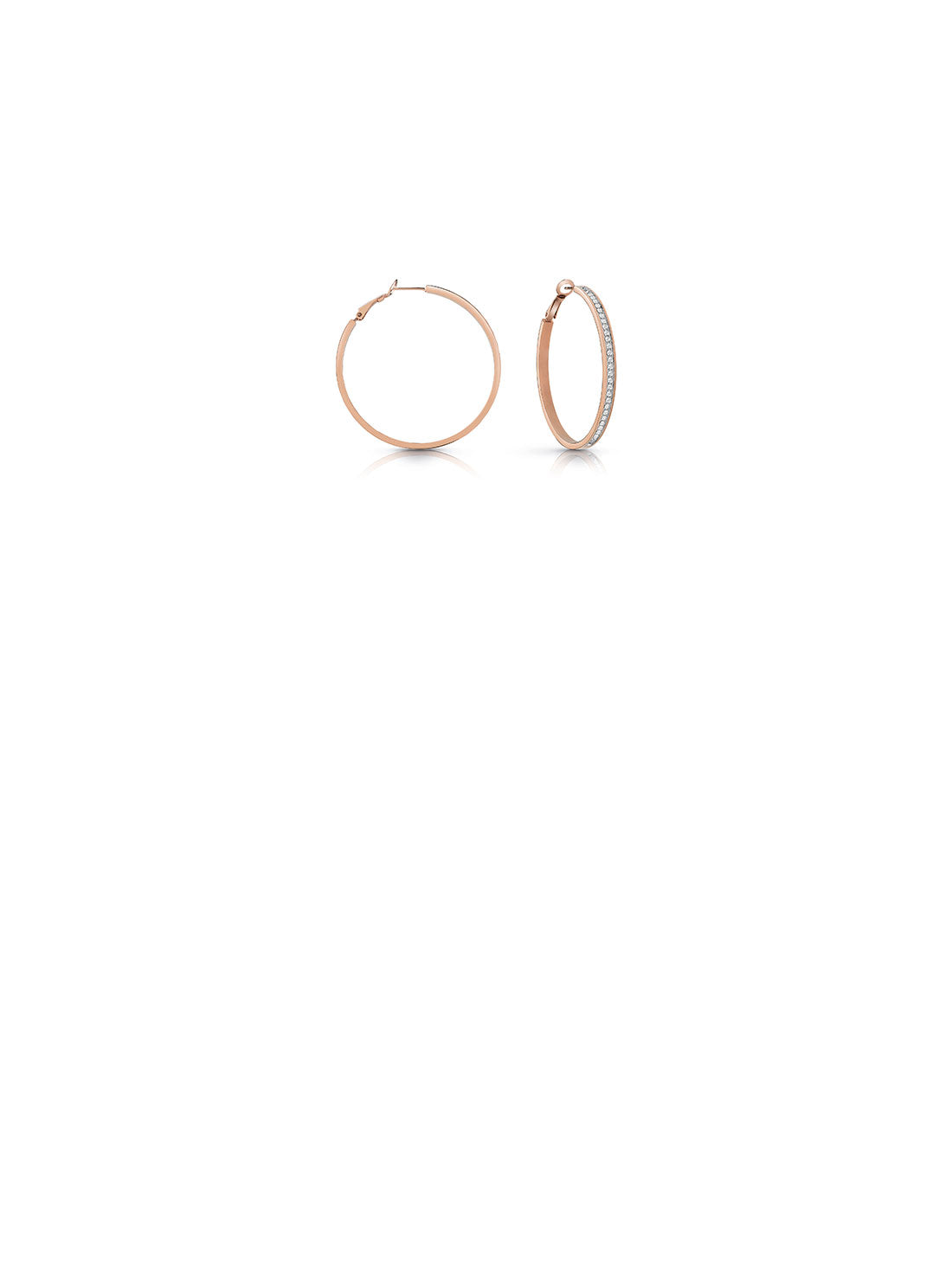 GUESS Women's Rose Gold Colour My Day Hoop Earrings UBE02247JWRG Front View