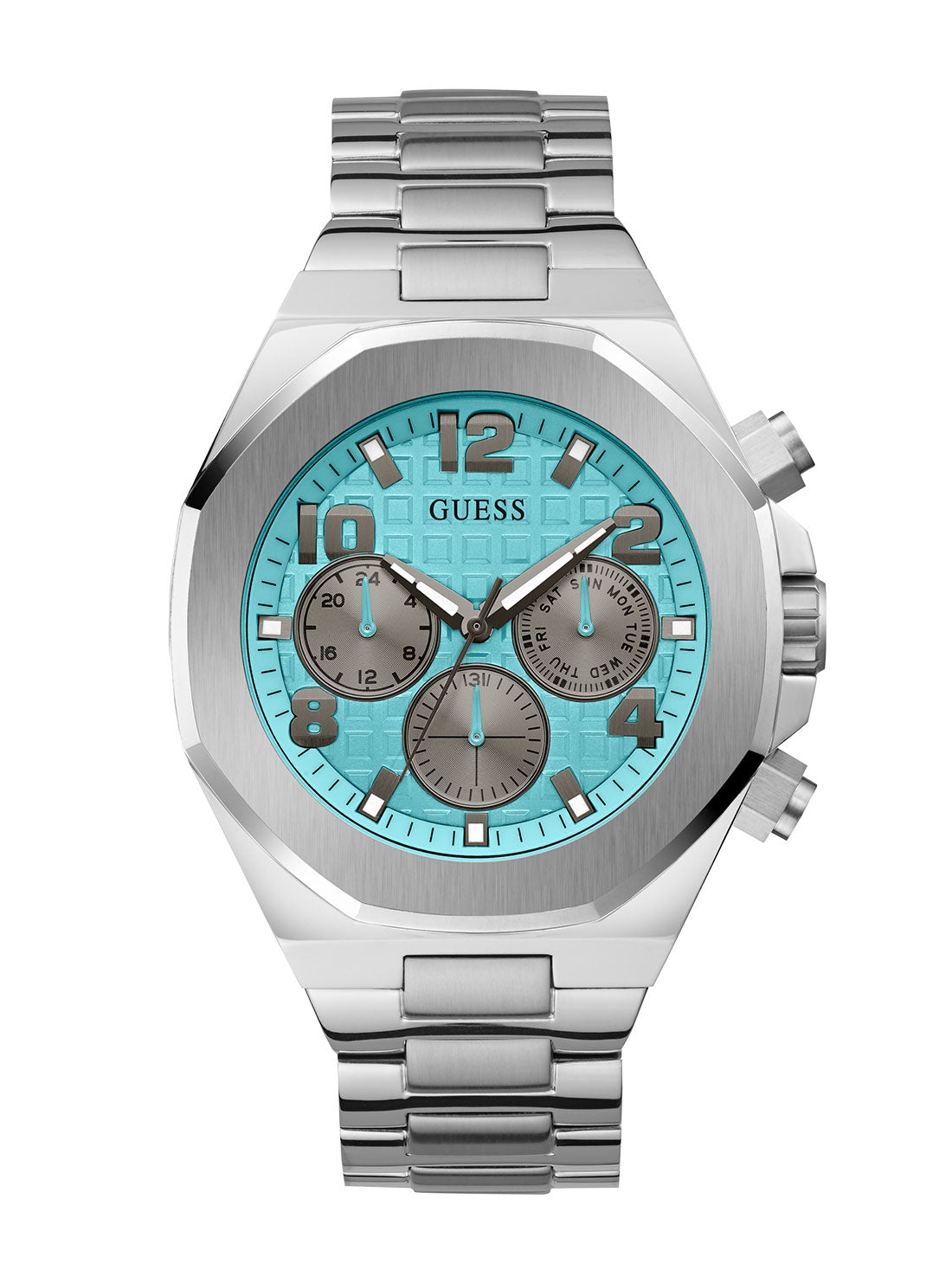 GUESS Men's Silver Empire Aqua Watch GW0489G3 Front View