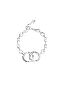 GUESS Women's Silver Forever Links Double Crystal Bracelet UBB02184JWRHL Front View