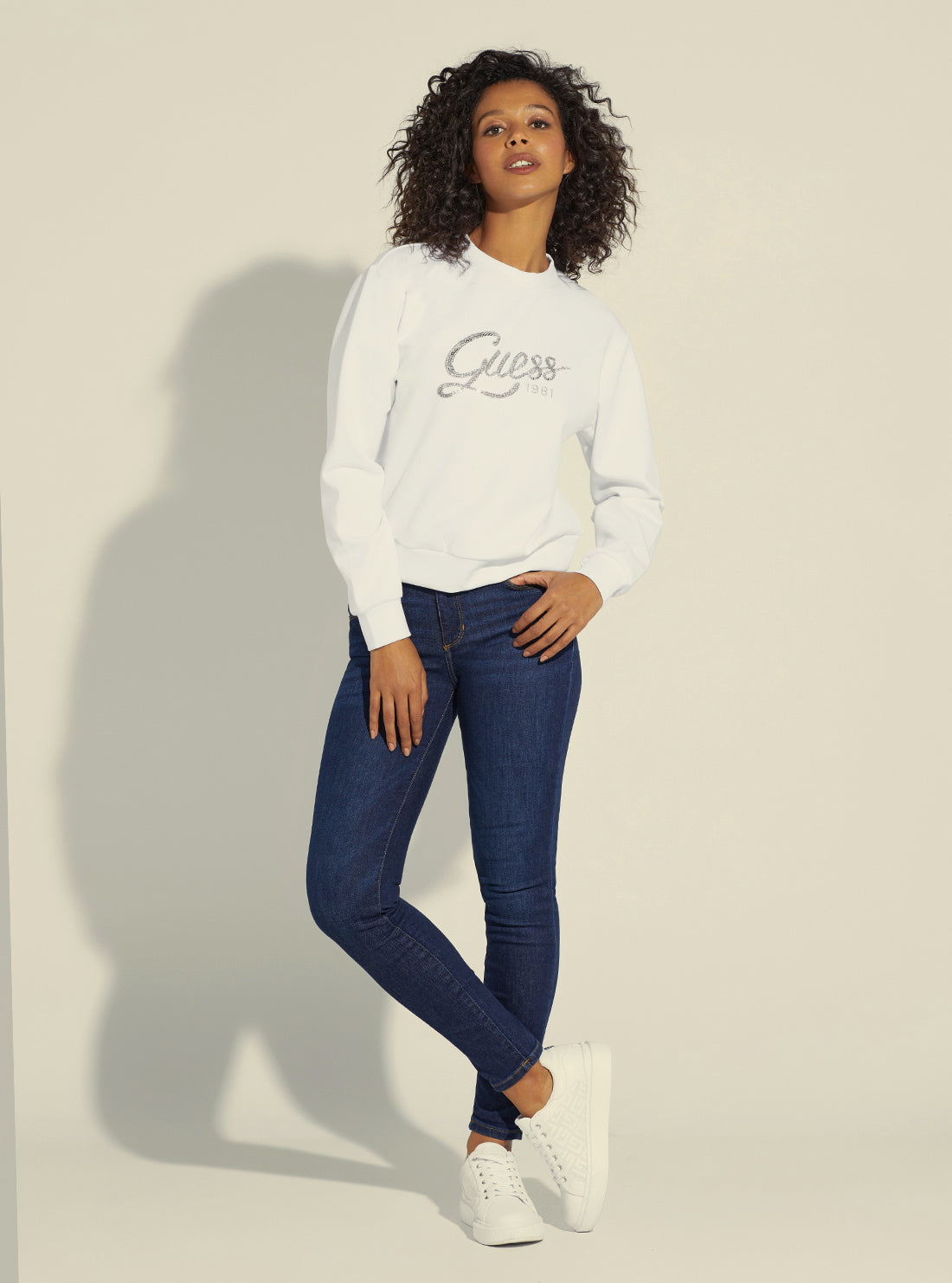 Eco White Afrah Logo Jumper GUESS