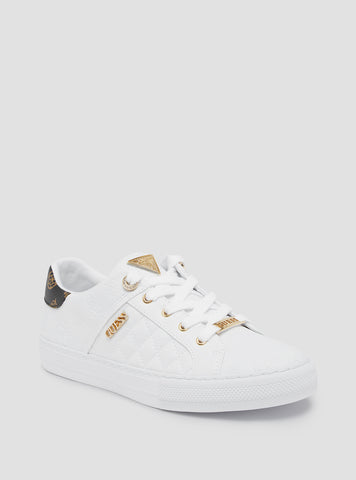 GUESS Women's White Larsa Low Top Sneakers LARSA Front View