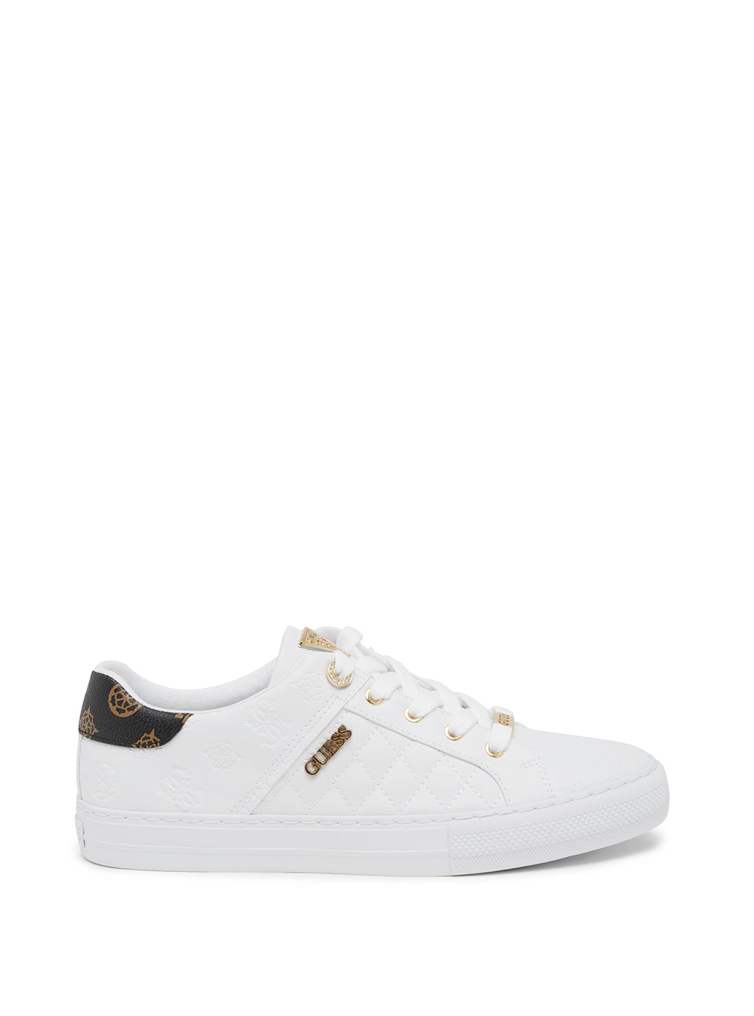 GUESS Women's White Larsa Low Top Sneakers LARSA Side View