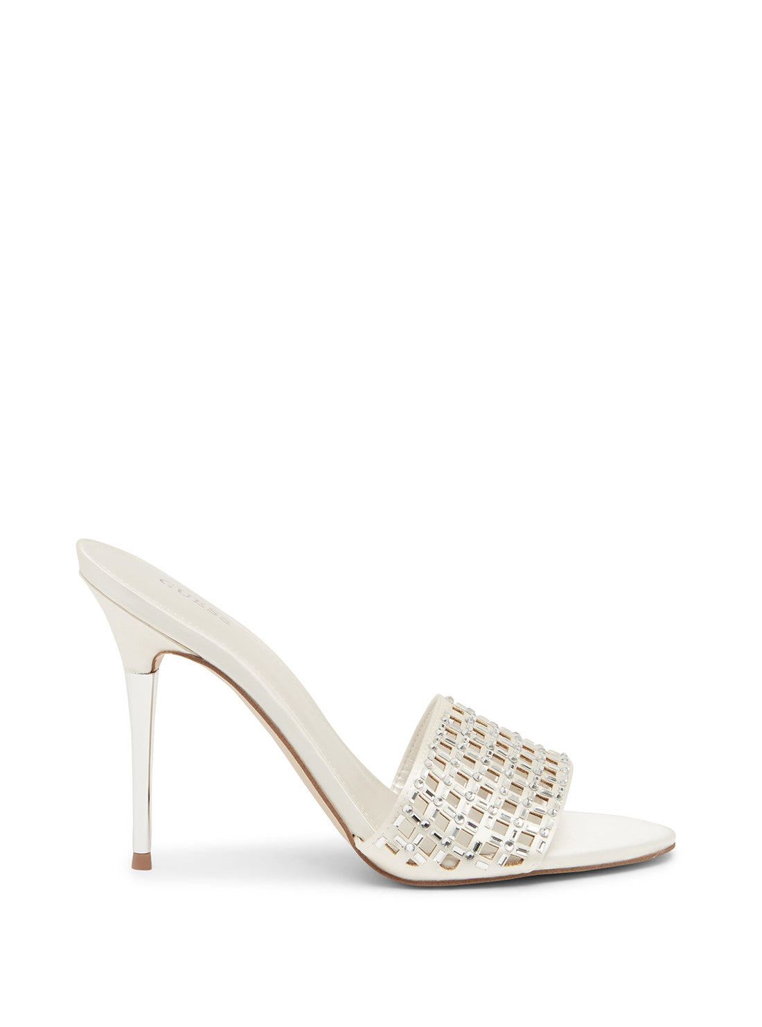 GUESS Women's White Mably Crystal High Heels MABLY Side View
