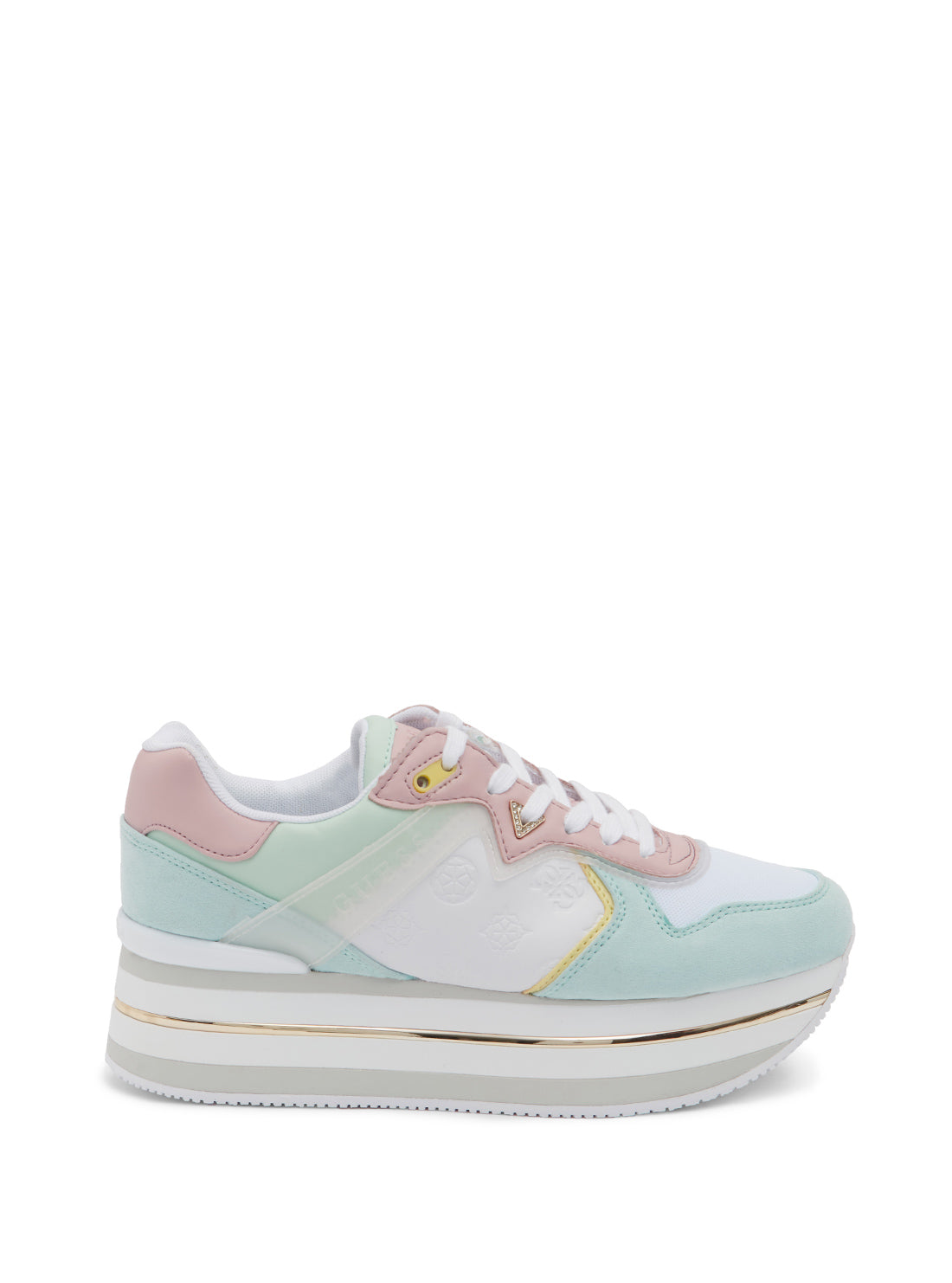 GUESS Women's White Multi Harinna Low Top Sneakers HARINNA3 Side View