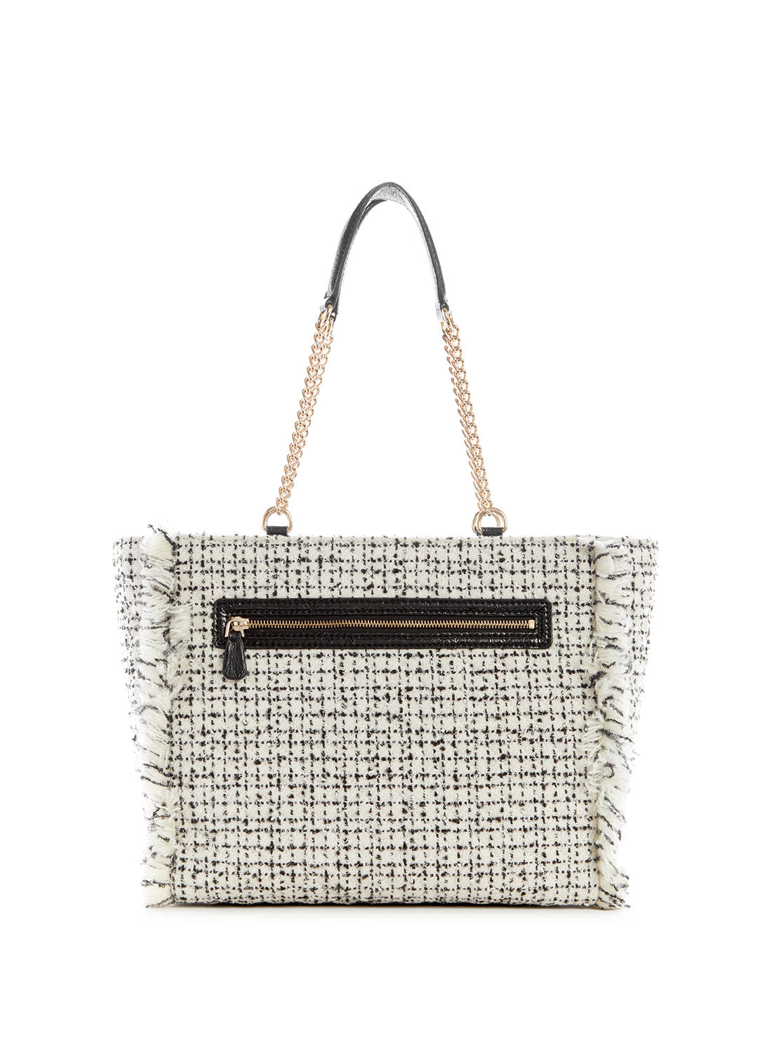 GUESS Women's White Multi Tweed Adam Tote Bag TZ869423 Back View