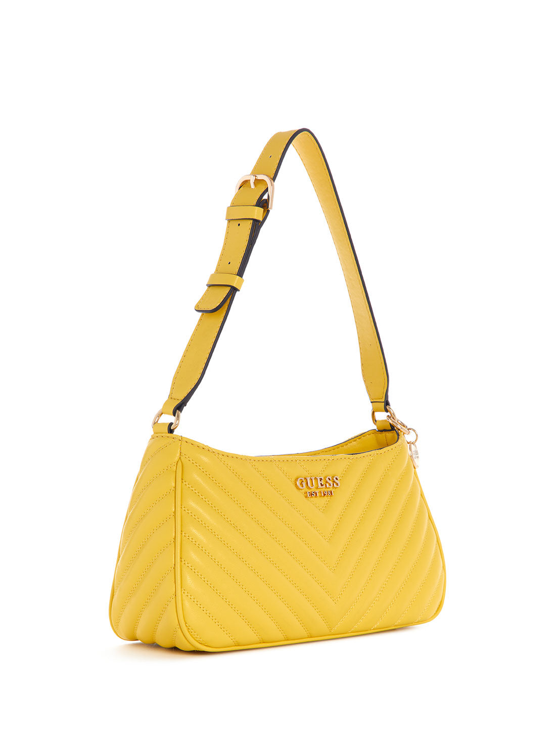 GUESS Women's Yellow Keillah Quilted Shoulder Bag QG869018 Front Side View