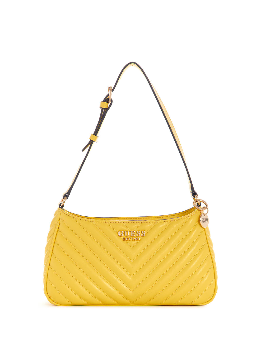 GUESS Women's Yellow Keillah Quilted Shoulder Bag QG869018 Front View