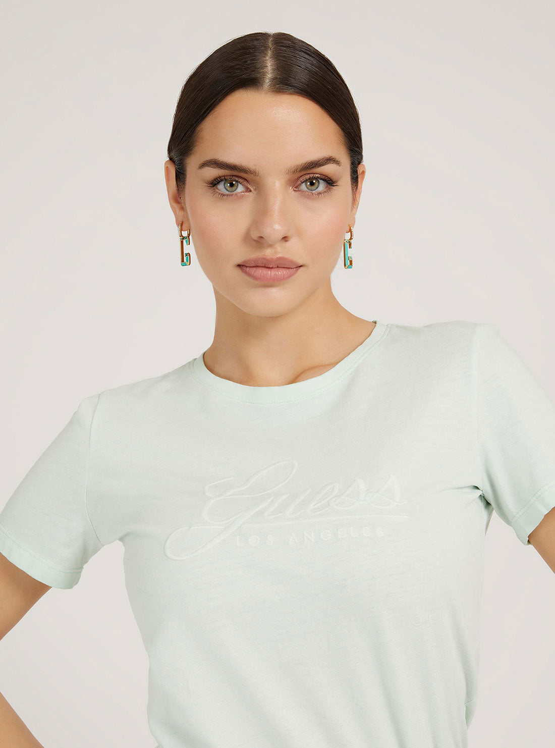 GUESS Womens Mint Green Tizzy Logo T-Shirt W2GI09I3Z00 Detail View
