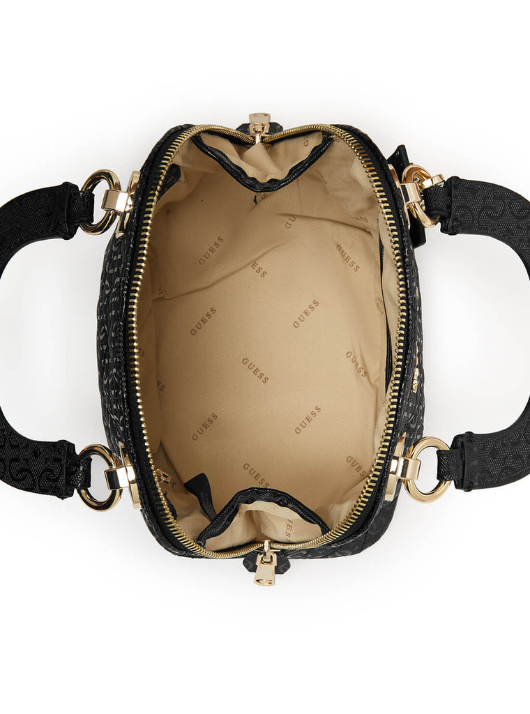 Black Cathleen Small Dome Crossbody Satchel GUESS