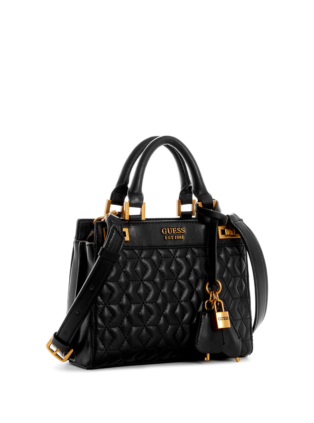 GUESS Women's Black Katey Mini Satchel Bag DB787073 Front Side View