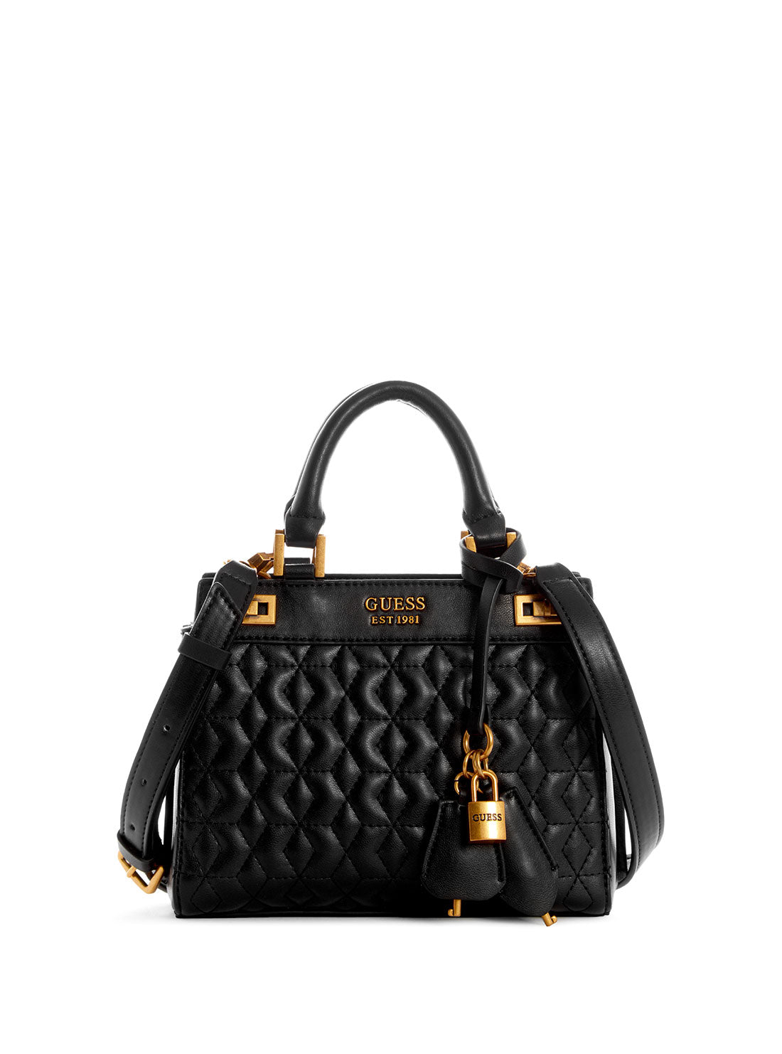 GUESS Women's Black Katey Mini Satchel Bag DB787073 Front View