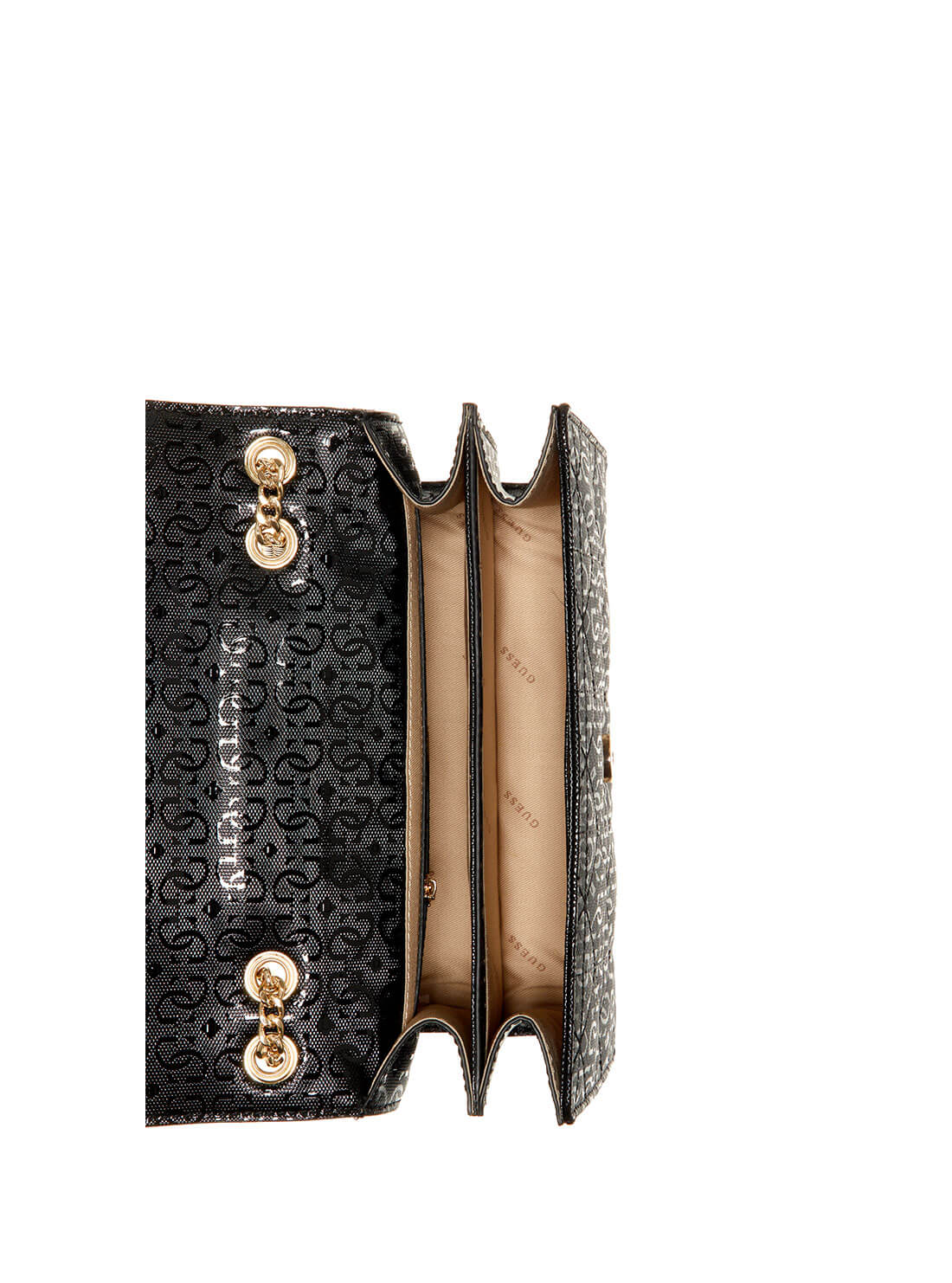 GUESS Womens Black Malia Convertible Crossbody Bag GG848821 Inside View