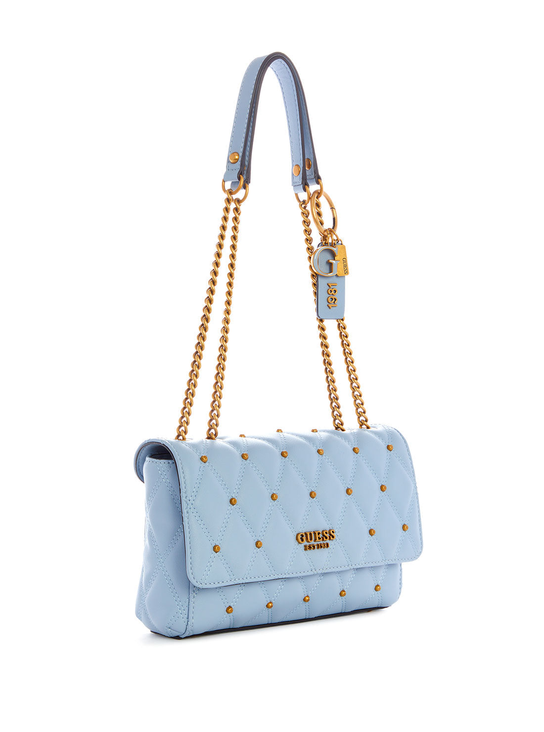 GUESS Womens Blue Triana Convertible Crossbody Bag QS855321 Front Side View