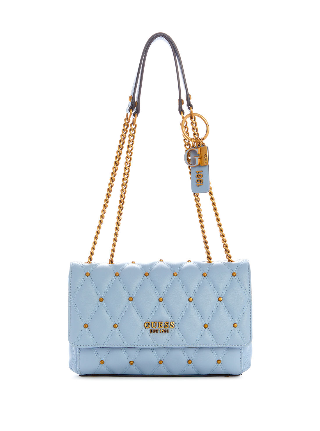 GUESS Womens Blue Triana Convertible Crossbody Bag QS855321 Front View