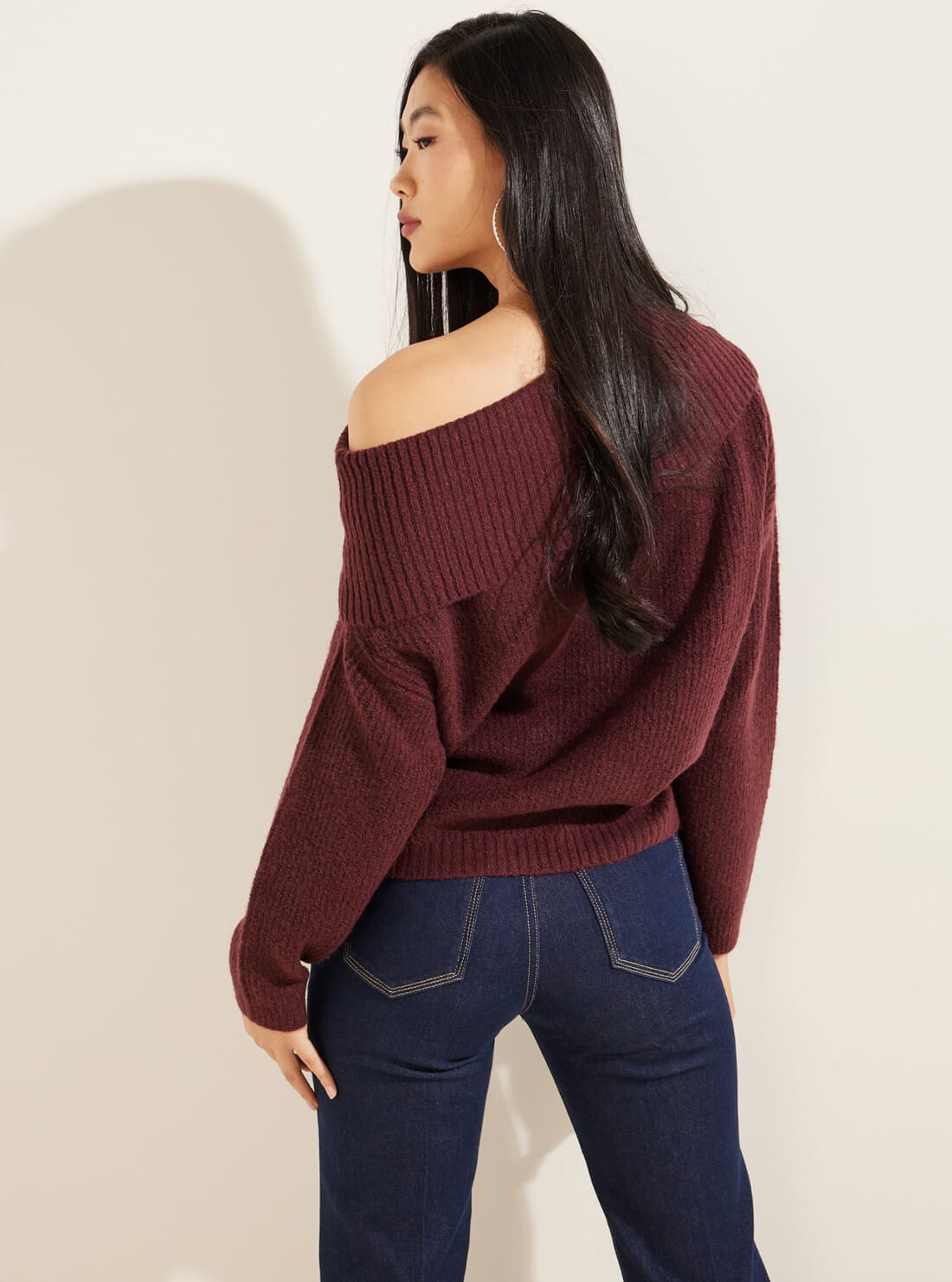 Maroon off hotsell the shoulder sweater