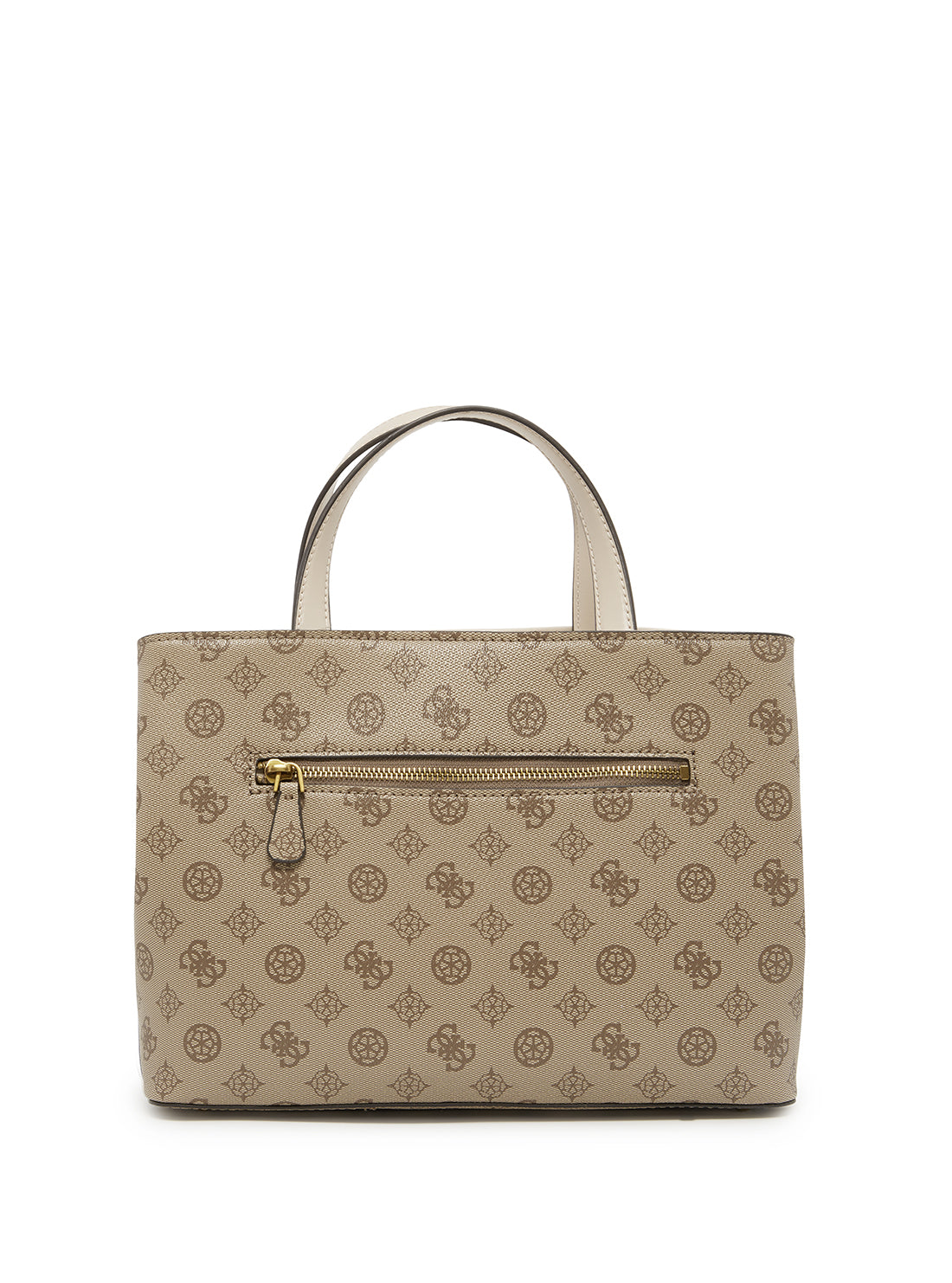 GUESS Womens  Beige Multi Print Hensely Logo Girlfriend Satchel  BB837807 Back View