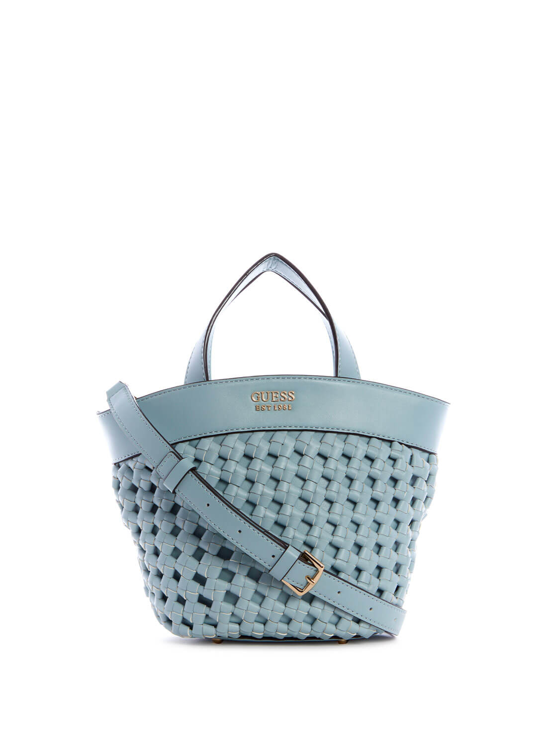 GUESS Womens Blue Sicilia Mini Tote Bag WG849075 Front View