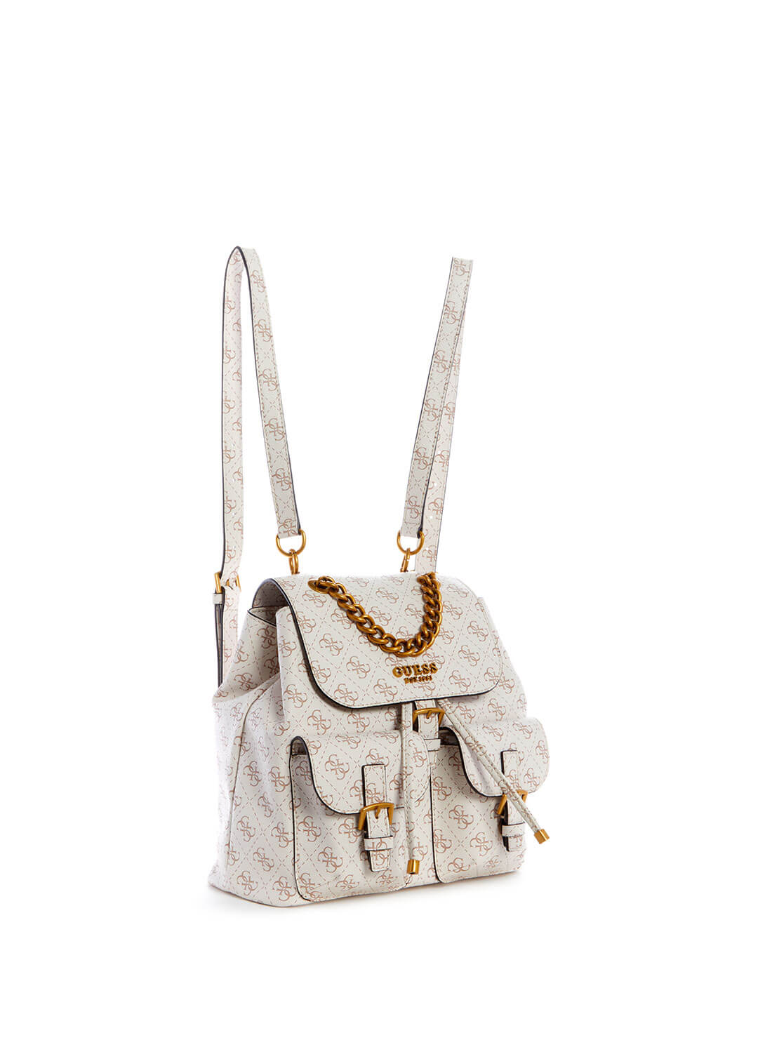 GUESS Womens Cream Multi No Limit Logo Backpack SB848632 Front Side View