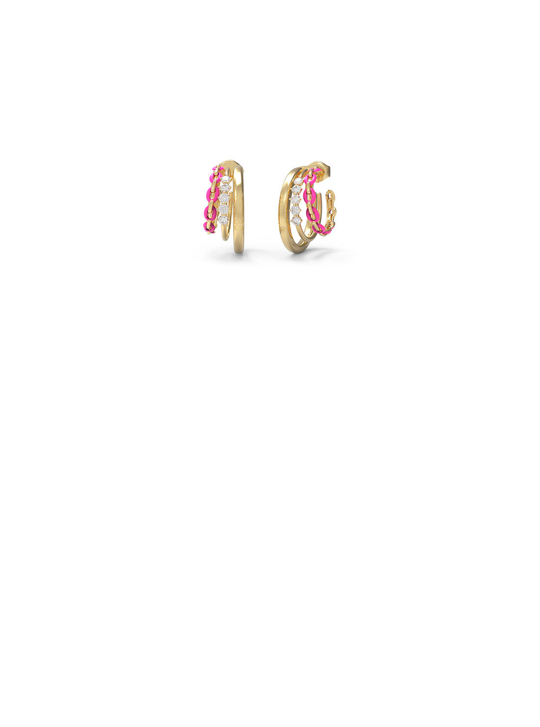 GUESS Womens  Gold Triple Hoop Stud Earrings UBE01417JWYGNP Front View