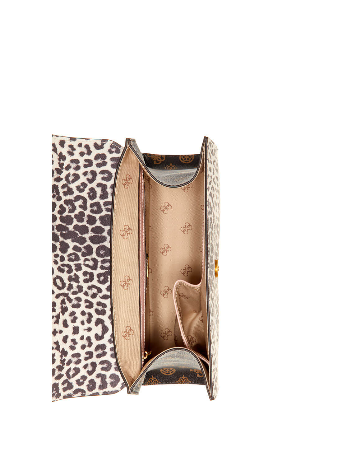 GUESS Women's Print Leopard Zira Crossbody Bag LA848420 Inside View