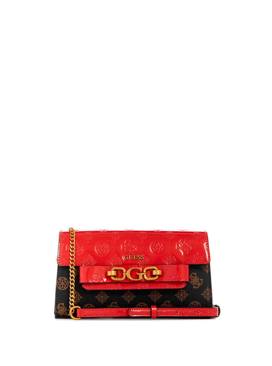 GUESS Womens  Red Brown Zira Mini Crossbody Bag PA848478 Front View