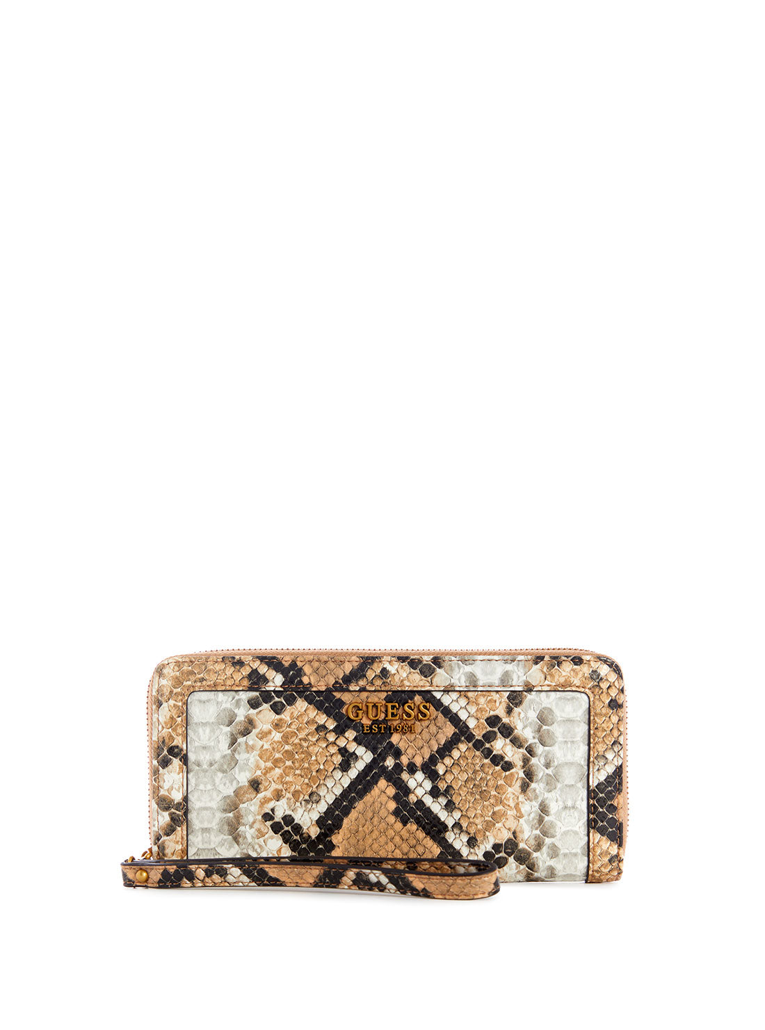GUESS Womens Natural Python Abey Large Zip Wallet Inside View