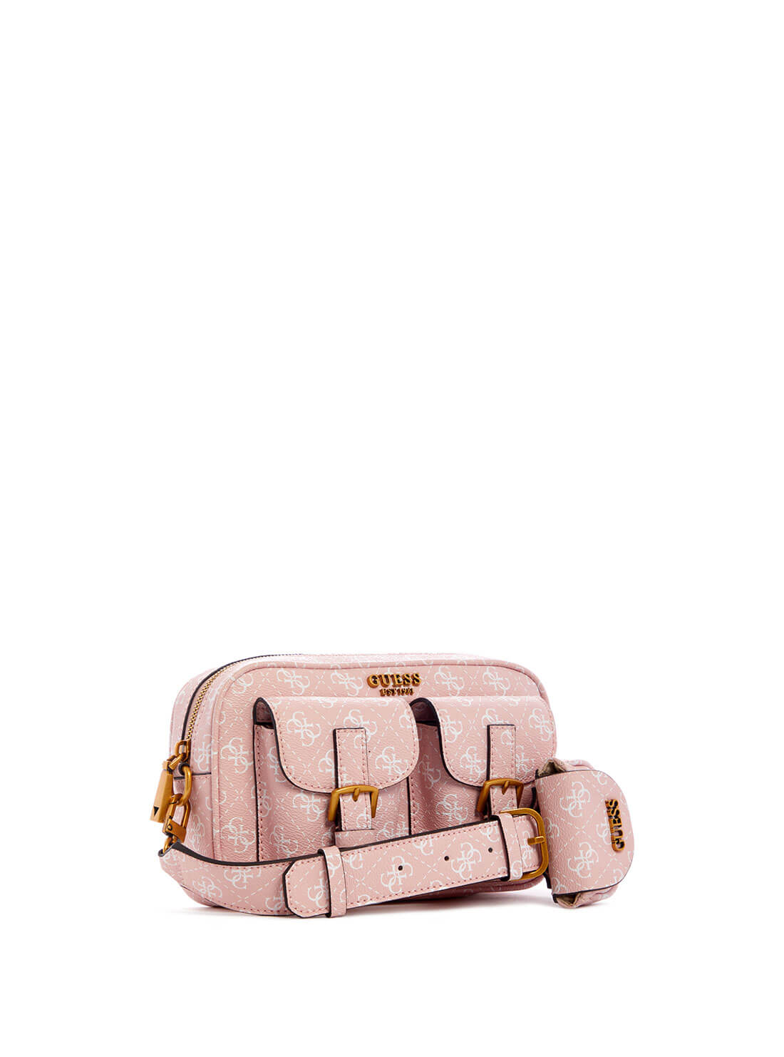 GUESS Womens Pink No Limit Logo Crossbody Bag SB848614 Front Side View