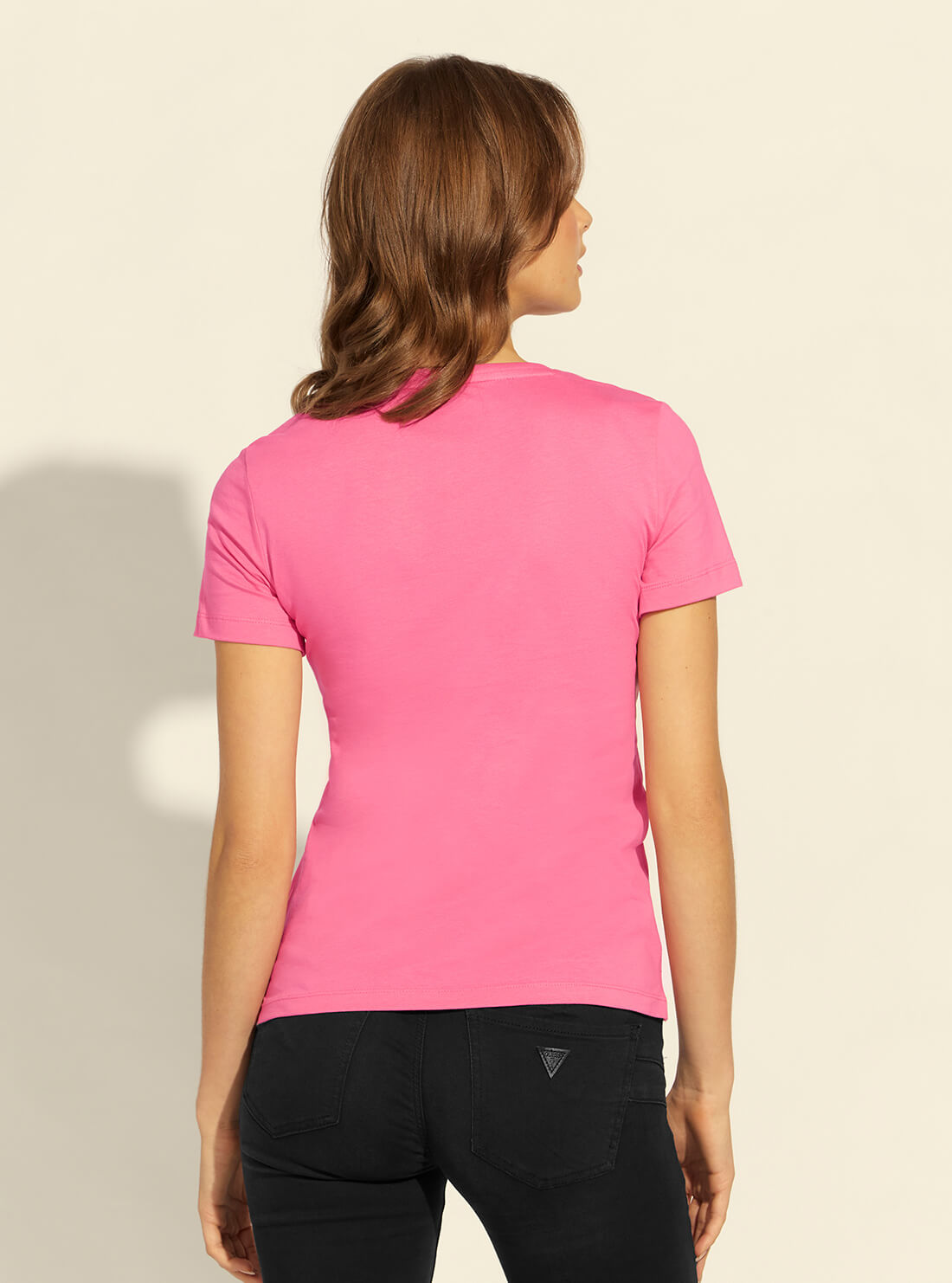 GUESS Womens Eco Pink Icon Logo T-Shirt W2GI02I3Z11 Back View