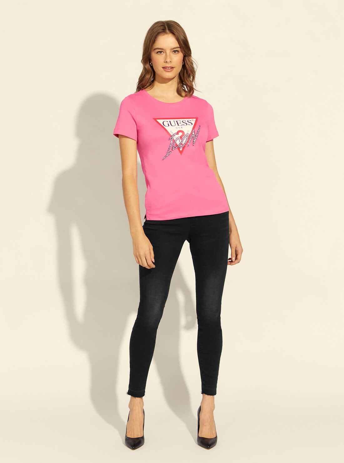 GUESS Womens Eco Pink Icon Logo T-Shirt W2GI02I3Z11 Full View