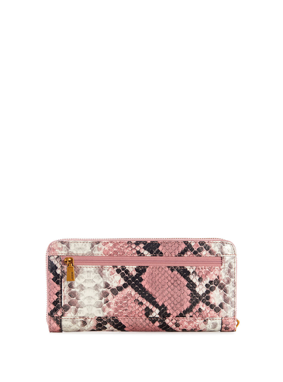 GUESS Womens Pink Python Abey Large Zip Wallet Inside View