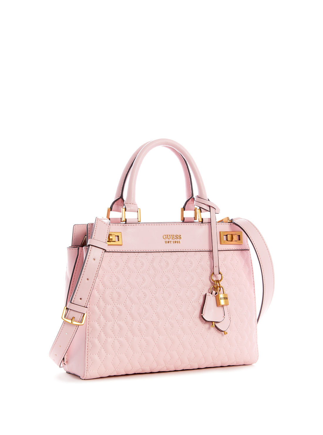 GUESS Women's Pink Katey Luxury Satchel Bag DB787026 Front Side View