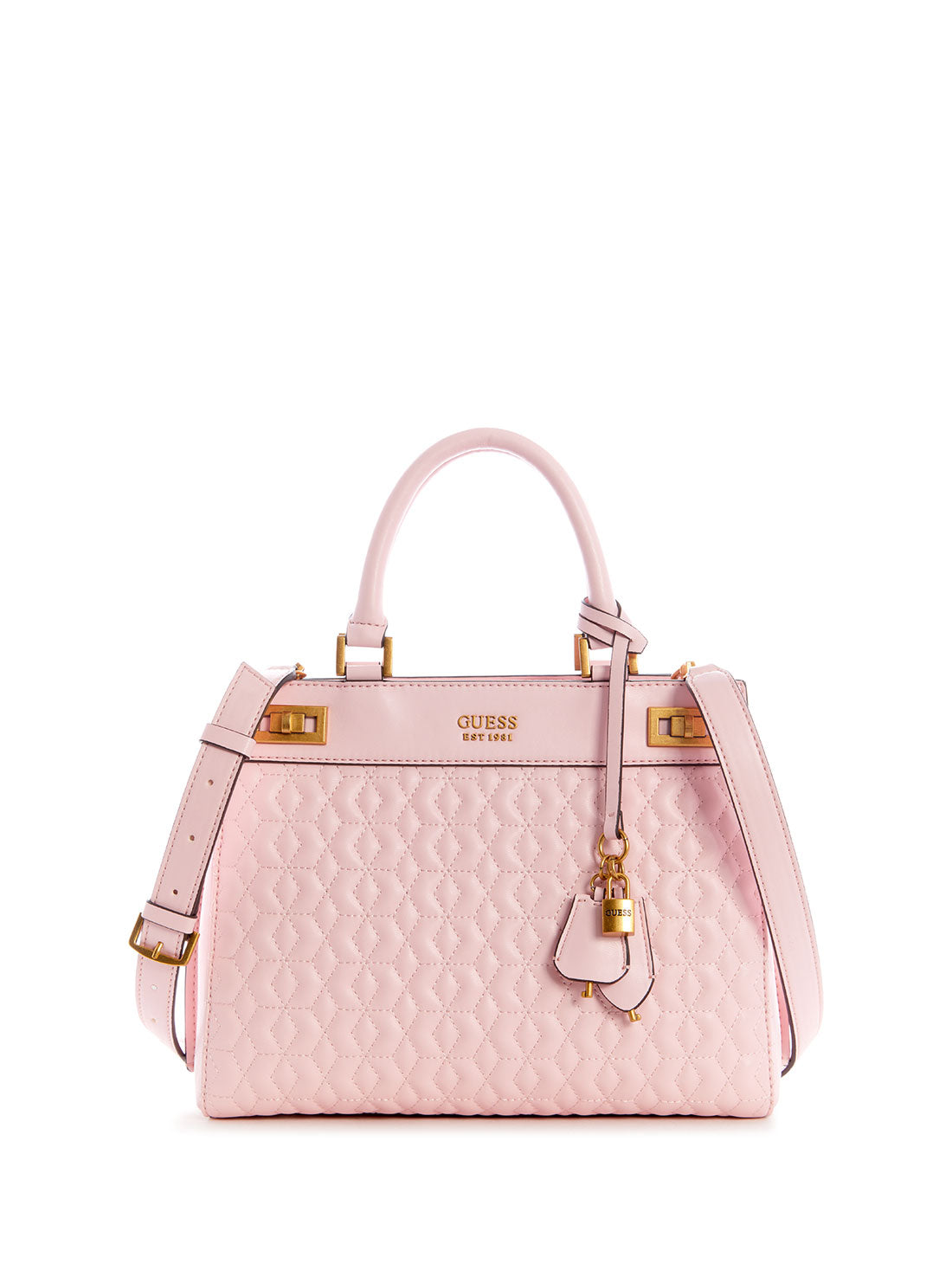 GUESS Women's Pink Katey Luxury Satchel Bag DB787026 Front View
