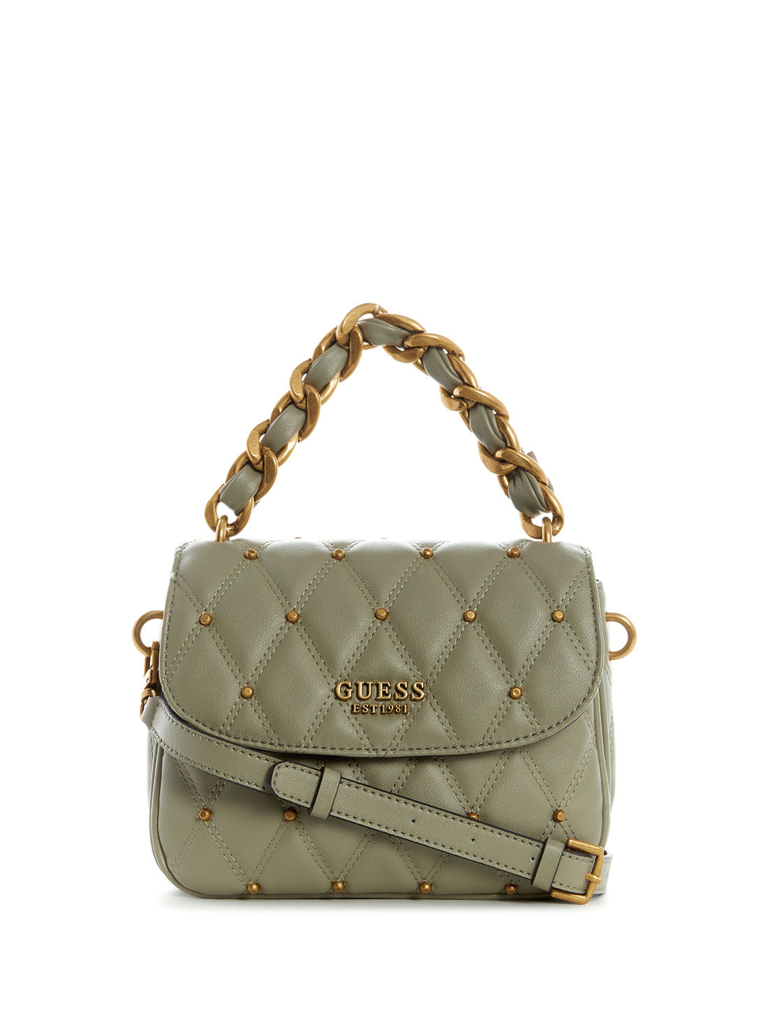 GUESS Womens Sage Triana Studded Shoulder Bag QS855319 Front View