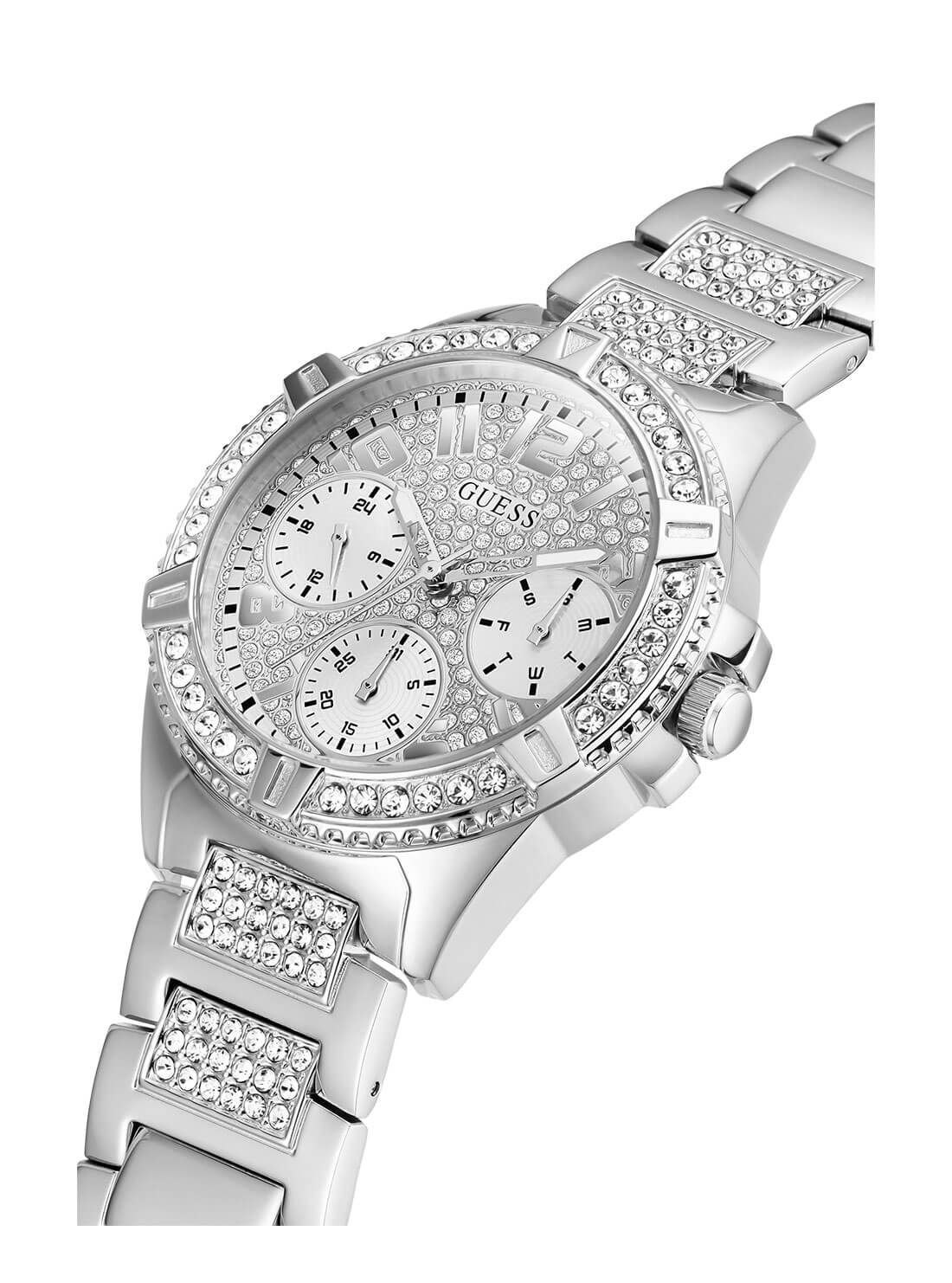GUESS Womens Silver Crystal Lady Frontier Watch W1156L1 Detail View