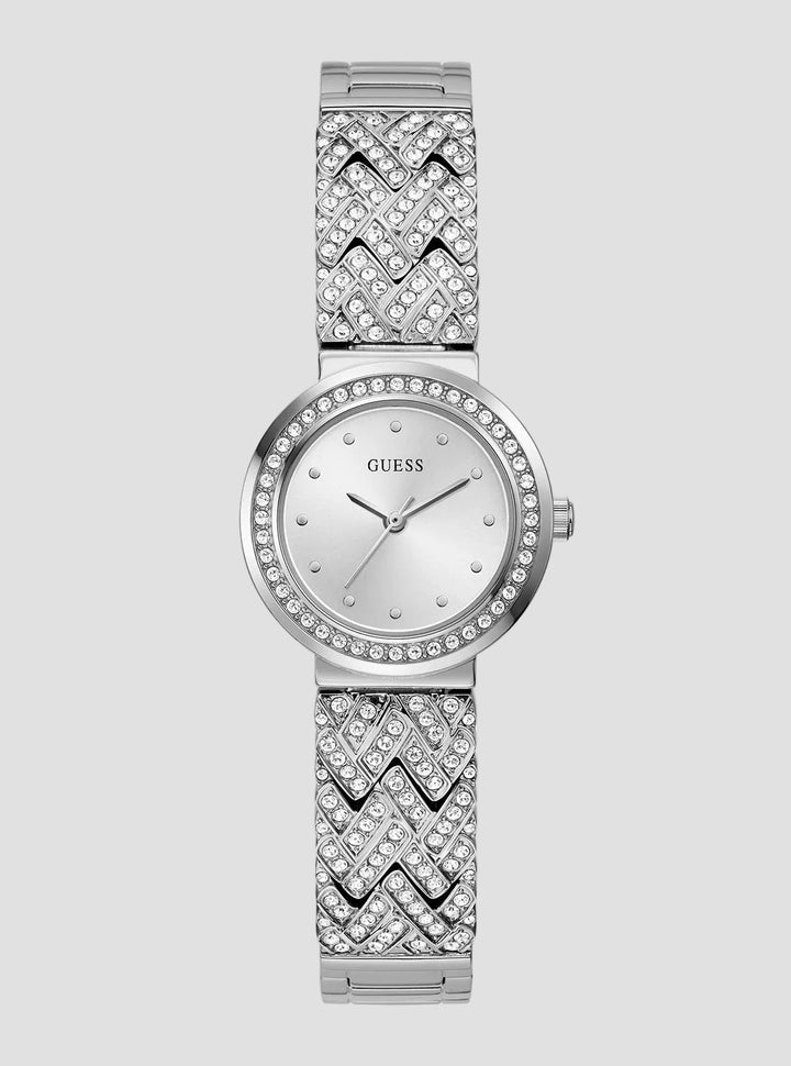 GUESS Womens Silver Treasure Crystal Watch GW0476L1 Front View