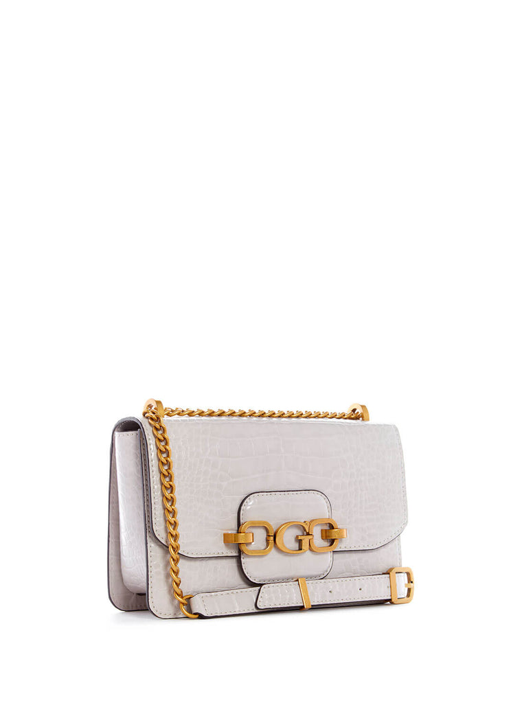 Stone White Hensely G Croc Convertible Crossbody Bag - GUESS