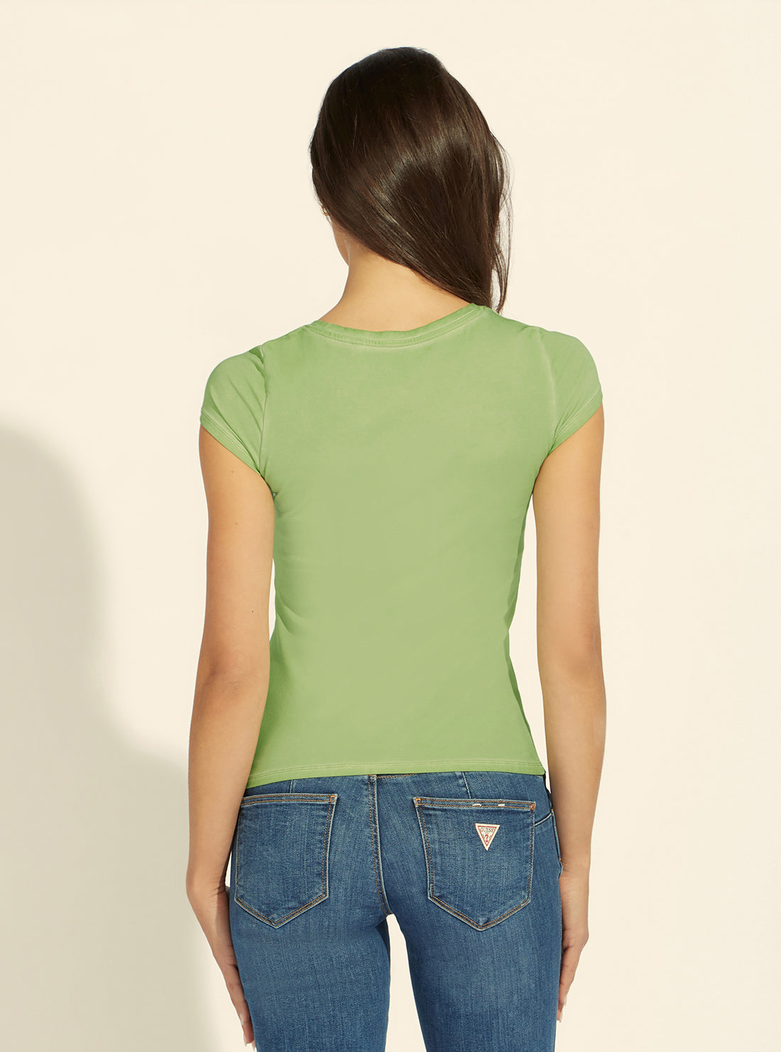 GUESS Womens Eco Green Guess Scoop Neck Logo T-Shirt W2GI52KA0Q1 Back View