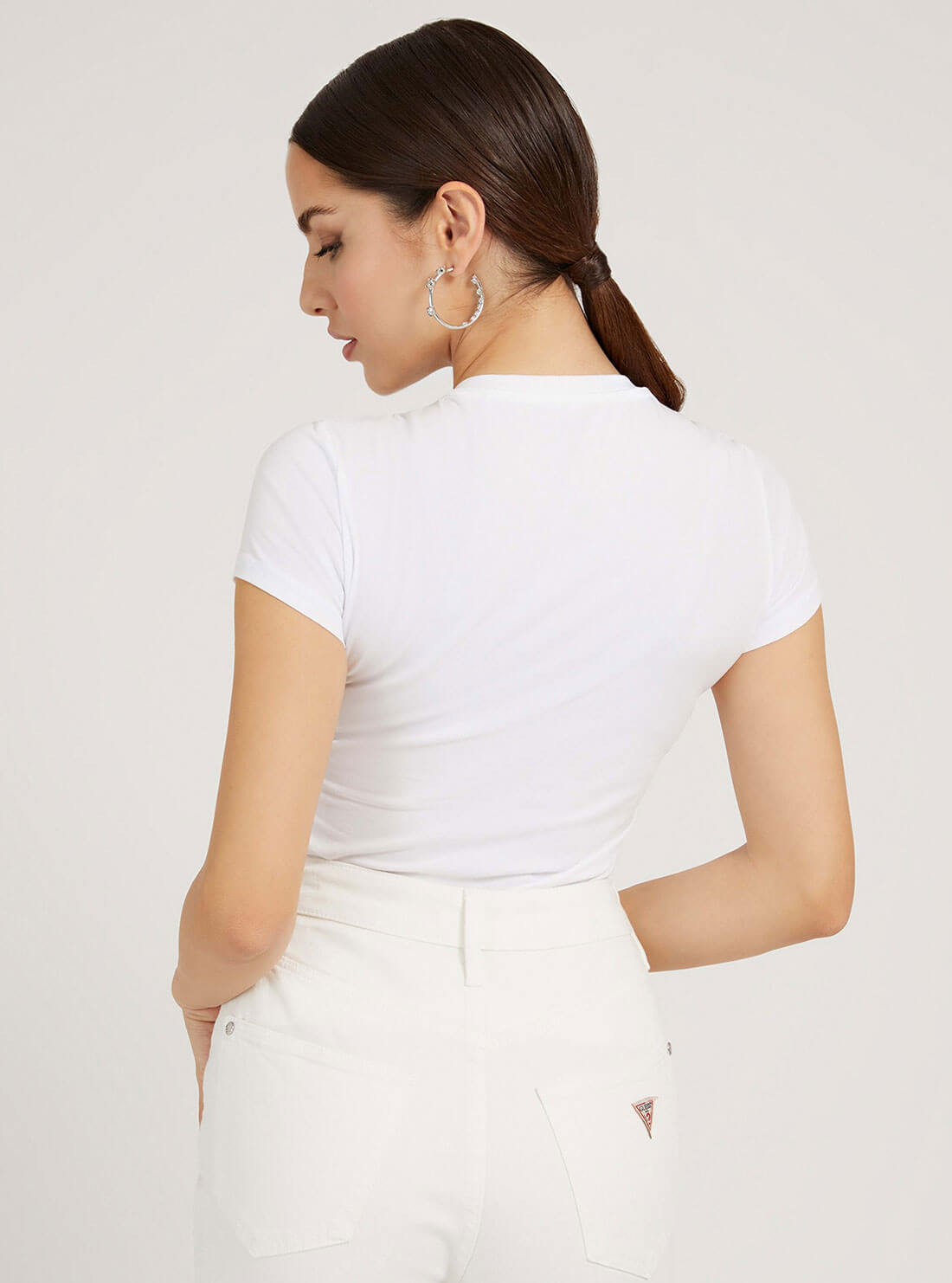 GUESS Womens White Trine Logo T-Shirt W2GI05J1300 Back View