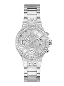 GUESS Womens Silver Crystal Moonlight Watch GW0320L1 Front View