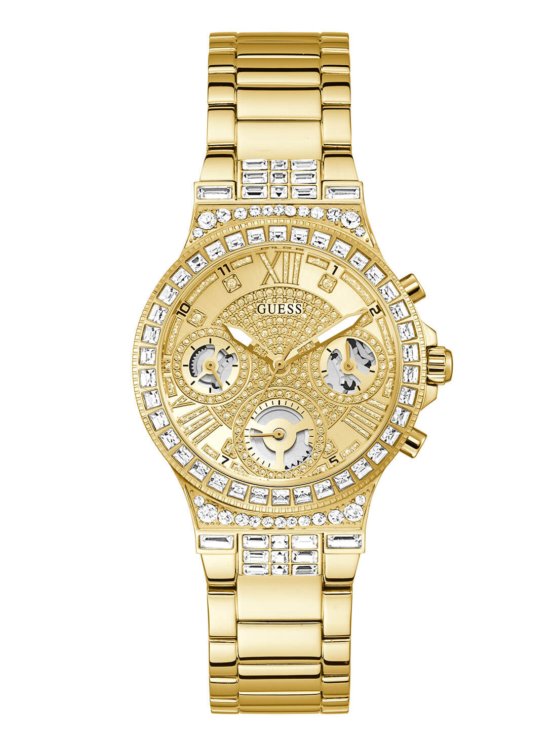 GUESS Womens Gold Crystal Moonlight Watch    GW0320L2 Front View