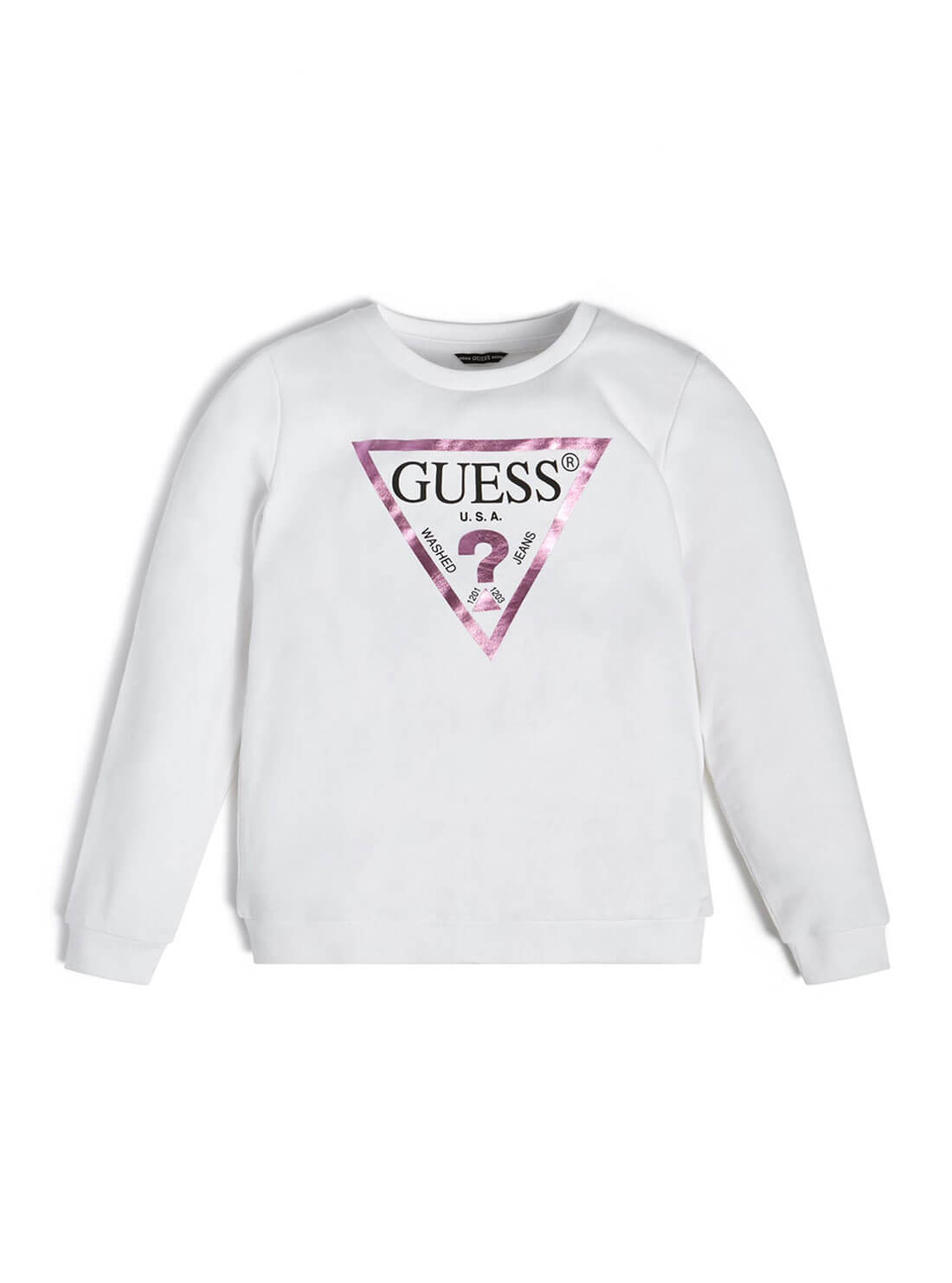 GUESS Kids Big Girl Organic White Active Jumper (7-16) J74Q10KAUG0 Front View