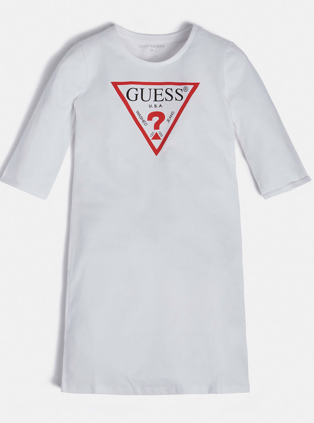 GUESS Kids Big Girl White Triangle Logo Dress (7-16) J93K51KAUD0 Front View