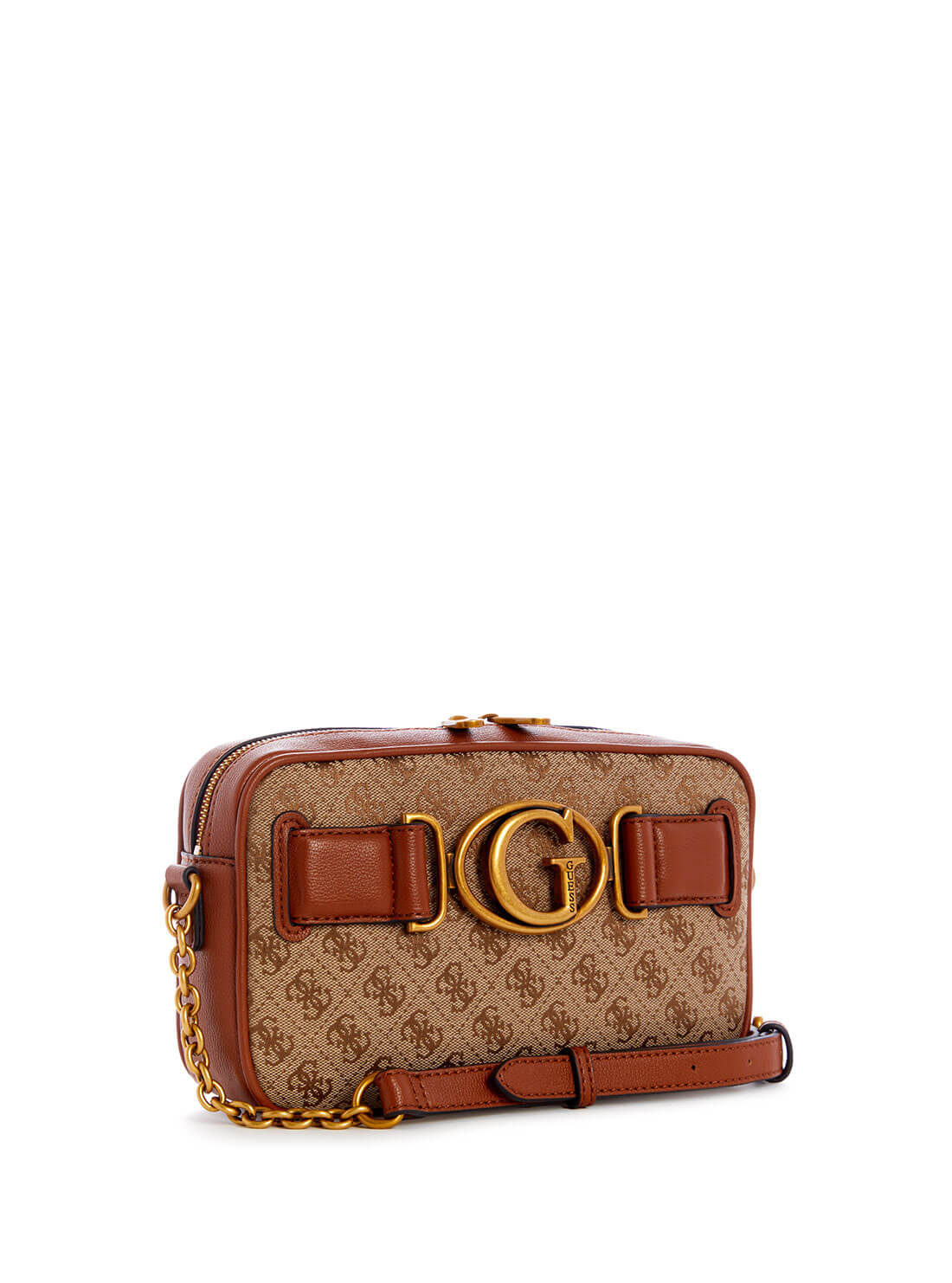 GUESS Womens  Brown Multi Aviana Crossbody Camera Bag JB841414 Front Side View