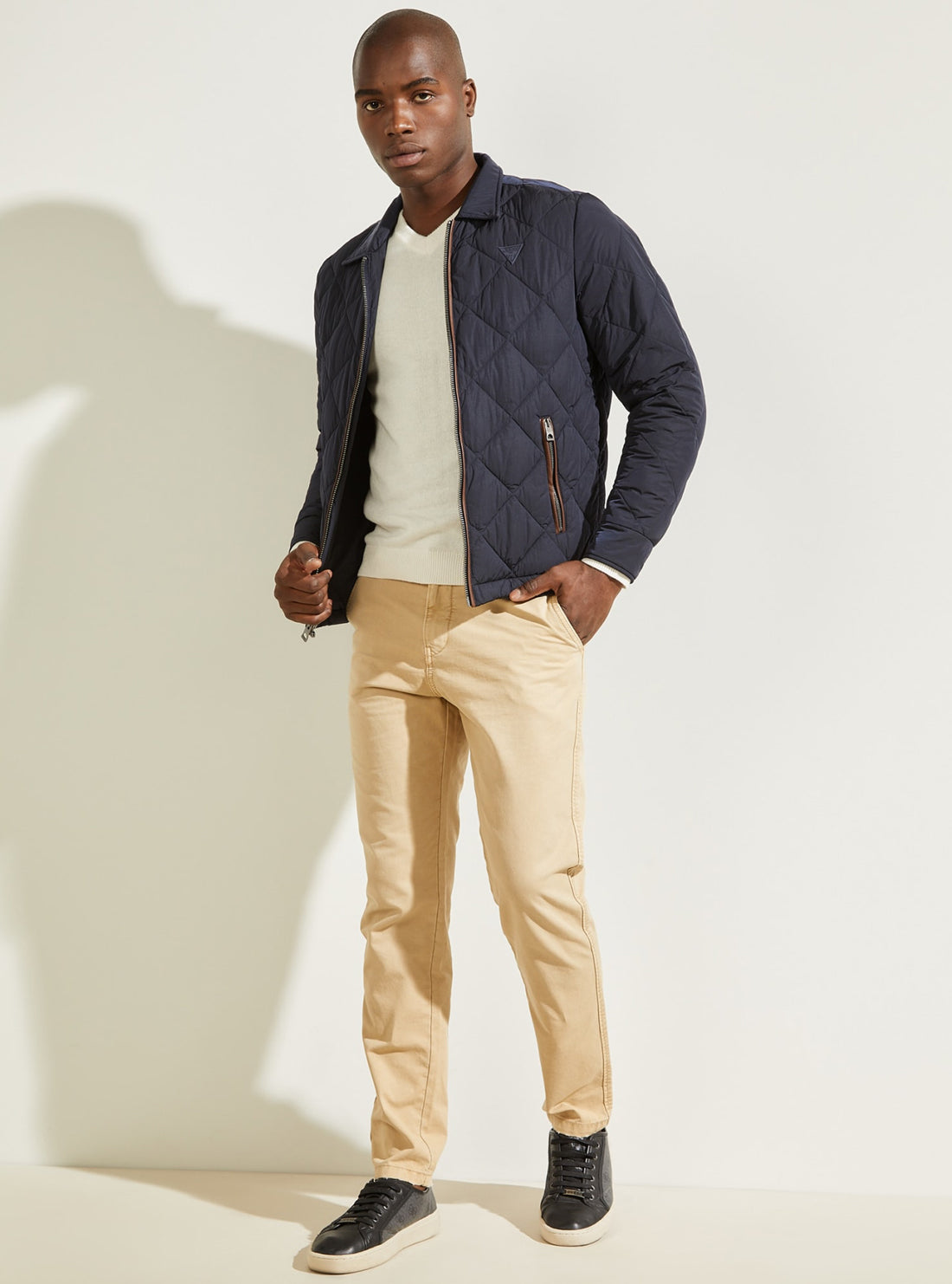 GUESS Mens Beige Max Mid-Rise Slim Pants M1BB55WE7L1 Full  View