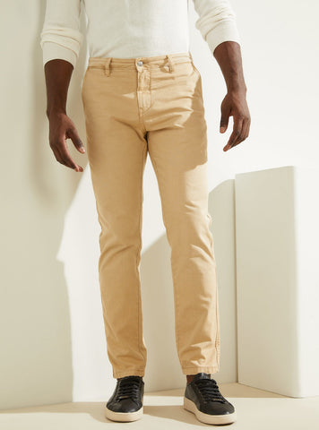 GUESS Mens Beige Max Mid-Rise Slim Pants M1BB55WE7L1 Front View
