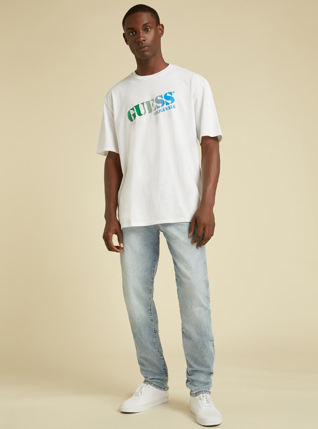 GUESS Mens GUESS Originals Mid-Rise Slim Straight Denim Jeans In Creekside Wash M1BG33D49T4 Full View